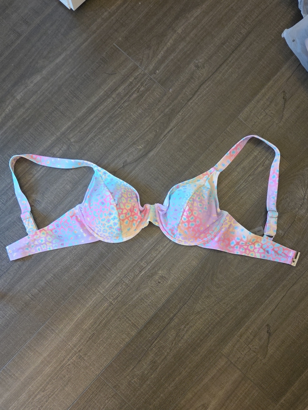 SHEIN Pastel Leopard Push-Up Bra in Pink, Blue, Cream